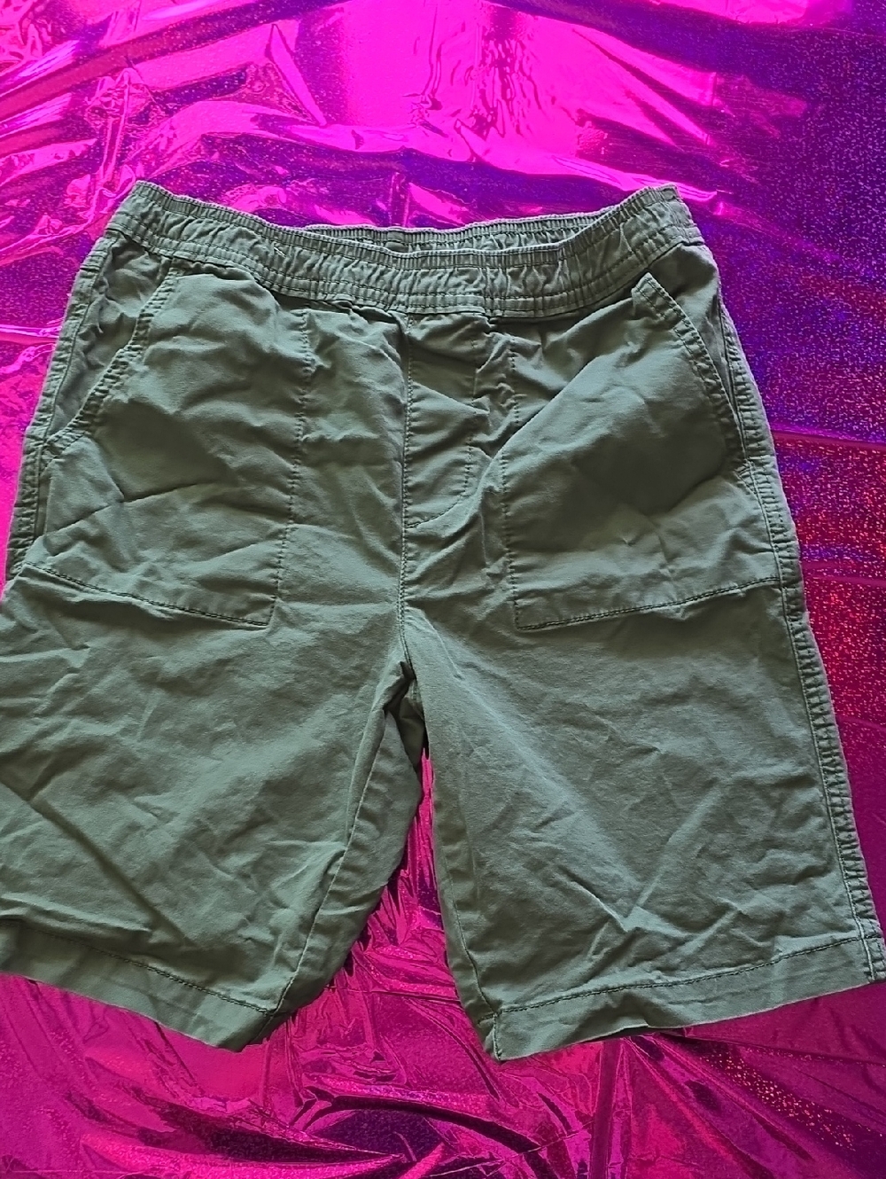 Boy's Olive Green Casual Elastic-Waist Shorts